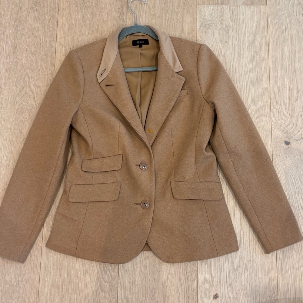 Quince Italian Wool Stand Collar Blazer in Warm Camel, Sz Sm